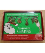 Vintage Glassware Charms Set Of 6 Christmas Xmas World Market Wine Markers - $14.84
