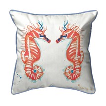 Betsy Drake Coral Sea Horses Small Indoor Outdoor Pillow 12x12 - £38.93 GBP