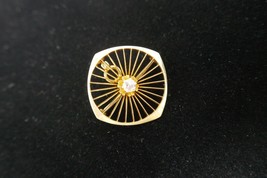 S14kt Yellow Gold Diamond Rounded Square Brooch Pin Pendant - £195.90 GBP