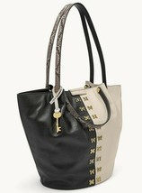 Fossil Callie Large Leather Tote Taupe Black Snake Python ZB7824889 $268 NWT FS - £117.63 GBP