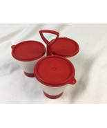 Red Caddy Tupperware Condiment Server Keeper Bowls # 757 w/ lids  - $27.12 CAD