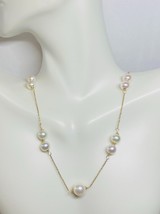 14k Yellow Gold &amp; 7mm-9mm Freshwater Cultured Pearl Cable Link 16&quot; Necklace - $8,336.77 MXN