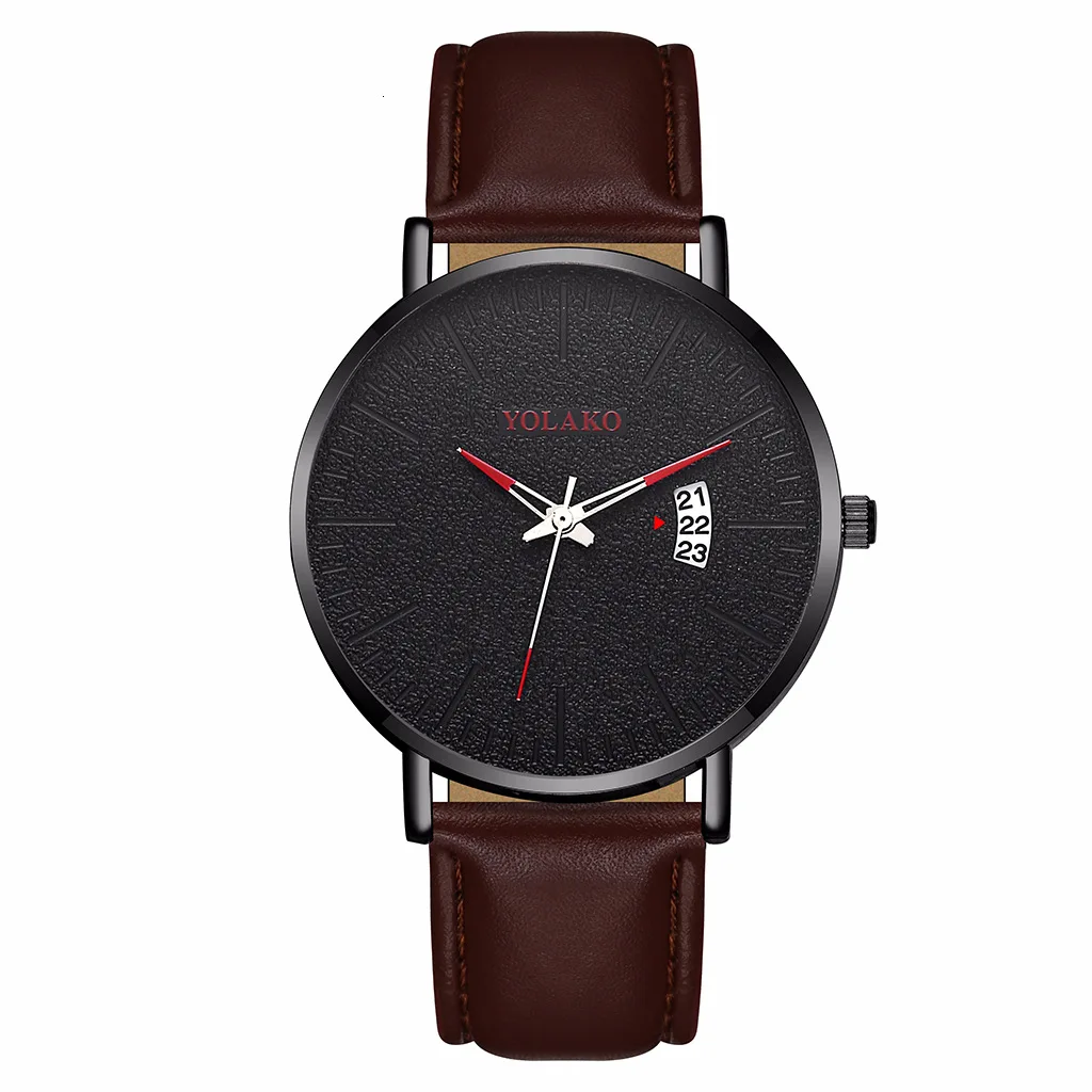 YOLAKO To  Sleek Minimalist Men&#39;s Watch Leather Belt Watch British Style Calenda - £85.82 GBP
