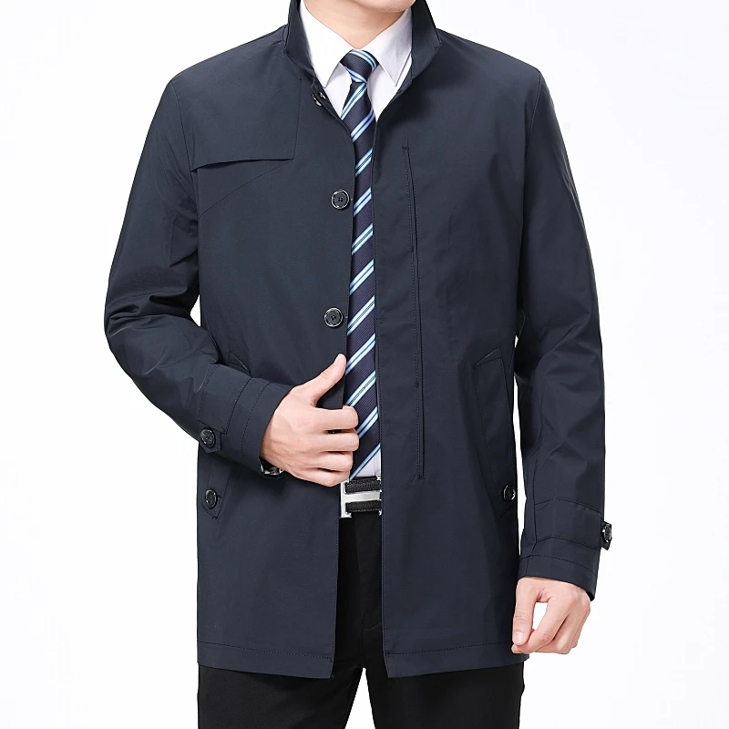 Pe story Autumn New Single Breasted Male Trench Jackets Turn-down Collar Casual  - £161.89 GBP