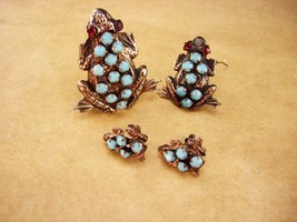 1920&#39;s sterling frog jewelry set - silver FROG screw back Earrings - Ant... - $395.00