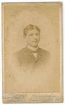 CIRCA 1870&#39;S CDV Handsome Man Wearing Suit Bow Tie Volk Gelsenkirchen Germany - £7.45 GBP