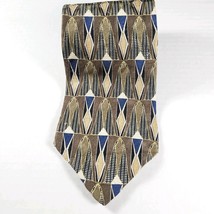 Zylos George Machado Brown Geometric Men&#39;s Italian Silk Tie Necktie 57&quot; 3.75&quot; - £3.40 GBP