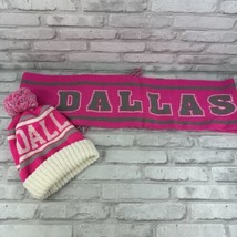 Dallas Cowboys Pink White Gray Knit Scarf &amp; Hat Cap USA Double Sided Fringe - €21,99 EUR