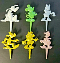 Vtg 1950 Licensed Disney Character Cake Candle Holder Toppers Lot Of 6 SKU 30 - £5.46 GBP