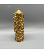 Vintage Floral Gold Candle Pillar Ornate Design Christmas Holiday Decor - $15.94 CAD