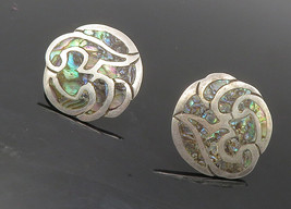 MEXICO 925 Sterling Silver - Vintage Abalone Shell Non Pierce Earrings - EG5071 - £37.45 GBP