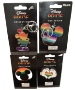 Disney Pride Collection lot of 4 Mickey Rainbow LGBTQ Pins and Key Chains - $652.65 MXN