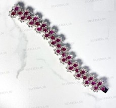 Cluster Women&#39;s Bracelet 925 Sterling Silver 4.55Ct Oval Cut Simulated Ruby - £182.00 GBP
