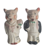 Pig Bride and Groom Wedding Salt &amp; Pepper Shakers Vintage Anthropomorphi... - $14.84