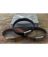 Schwarz Braune &amp; Dunkelbraunes Leder Armband 10 MM Breit - $17.43