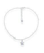 Sterling Silver Turtle Charm with Single CZ Anklet - €28,60 EUR