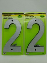 Lot of 2 Hy-Ko Address Number #2 Plastic Reflective Silver 6&quot; 30800 - £9.54 GBP
