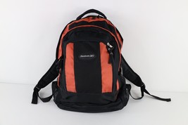 Vintage 90s Reebok Distressed Spell Out Color Block Backpack Book Bag Black - £34.84 GBP