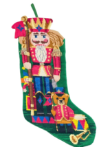 Christmas Stocking Cross Stitch Nutcracker and Teddy Bear  Soldier Drum Horn - £38.58 GBP