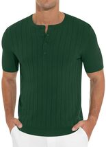 NITAGUT Mens Slim Fit Henley Shirt Short Sleeve Button Dark Green Size L - $270.96 MXN NITAGUT Mens Slim Fit Henley Shirt Short Sleeve Button Dark Green Size L - $270.96 MXN