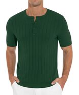 NITAGUT Mens Slim Fit Henley Shirt Short Sleeve Button Dark Green Size L - €12,64 EUR NITAGUT Mens Slim Fit Henley Shirt Short Sleeve Button Dark Green Size L - €12,64 EUR
