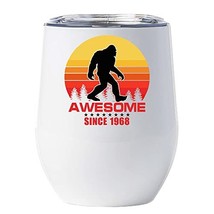 Bigfoot Awesome Since 1968 Wine Tumbler 12oz With Lid Gift 54th Happy Birthday C - £18.15 GBP