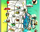 Stato Mappa Greetings From Rhode Island Ri Cromo Cartolina H5 - $4.05