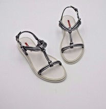 NIB Prada Sport Silver Nappa Silk Leather Knotted Sandals New 6.5 36.5 - £236.38 GBP