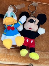 Lot of Disneyland Plush DONALD DUCK &amp; Mickey Mouse Stuffed Character Key Chain - £9.02 GBP
