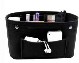 Purse Insert Black Travel Organizer Felt Bag Insert with Pockets - $15.04