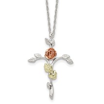 Landstrom&#39;s Black Hills Sterling Silver Floral Cross Necklace - £132.60 GBP