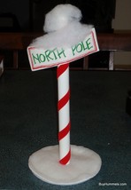 LARGE 14&quot; Tall Christmas Decorations Post Sign &quot;North Pole&quot; With Snow - ... - £21.35 GBP