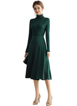 Kate Middleton Inspired Green Turtleneck Knit Top &amp; High-waist Pleated S... - $129.99