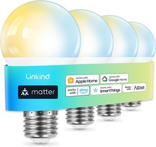 Linkind Matter Smart Bulb, Soft White To Daylight Tunable Alexa Light, 4-Pack - £33.77 GBP