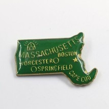 VTG Massachusetts State Map Shaped Enamel Pin Souvenir Boston Cape Cod... - £7.47 GBP