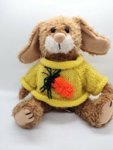 Vintage 90s Gibson Greetings Rabbit Stuffed Animal Plush Crotchet Carrot Sweater - £8.22 GBP