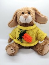 Vintage 90s Gibson Greetings Rabbit Stuffed Animal Plush Crotchet Carrot Sweater - £8.25 GBP