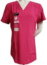 Scrubstar Women&#39;s Seasonal Solid Contrast V-Neck Scrub Top Wild Strawber... - £11.23 GBP