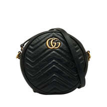 Gucci GG Marmont Round Mini Shoulder Bag Black Gold - £1,437.77 GBP