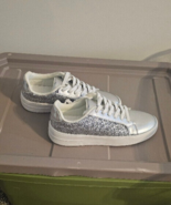 Fashion Sneakers Silver Glitter Shiny ~ Approx Size 10 - £11.69 GBP