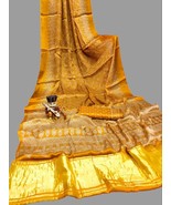 Gaji Silk Bandhani Saree,Beautiful Designer Pure Bandhej Soft Silk Lagdi... - $80.00