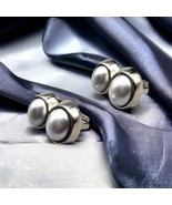 Signed Richelieu 60&#39;s 70&#39;s Pierced Earrings Gray Simulated Pearls Vintage - £22.01 GBP