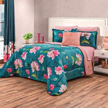 Penelope Flowers Blanket With Sherpa Softy Thick & Warm & Sheet Set 9PCS Calking - $178.19