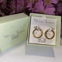 Mia Fiore Sterling Silver 925 &amp; 18 Kt Gold Plated Mini Hoop Earrings NEW IN BOX - £51.40 GBP