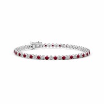 ANGARA Classic Round Ruby and Diamond Tennis Bracelet for Women in 14K Gold - £1,662.60 GBP