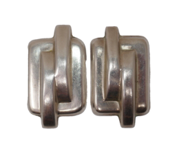 Mexico 925 Sterling Silver Modernist Rectangular Clip-on Earrings - £39.15 GBP