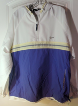 Vtg 90s Nike Women's Blue And White Pullover Windbreaker 1/4 Zip Jacket - $34.64
