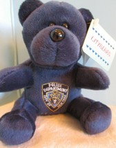 CITYBEARS POLICE DEPT NYPD US BRAVEST 9-11-01 BLUE TEDDY BEAR 5&quot; SITTING - £10.38 GBP