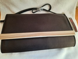 No Boundaries Black Leather/Nylon Handbag Bar Clutch Crossbody Wallet Purse - $7.03
