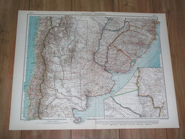 1930 Original Vintage Map Of Argentina Buenos Aires Chile Uruguay Paraguay - £21.96 GBP